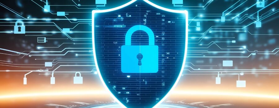 Free ai generated cybersecurity digital shield illustration